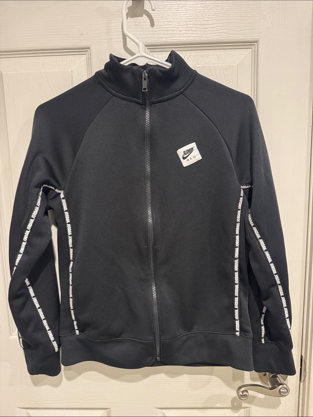 Jordan Jump Black Full-Zip Performance Track Jacket with White Logo Trim